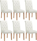 Yaheetech Dining Chairs Set of 6 Fabric Upholstered Dining Room Chairs with Button Tufted High Back and Solid Wood Legs for Kitchen/Living Room/Restaurant, Modern Style, Beige