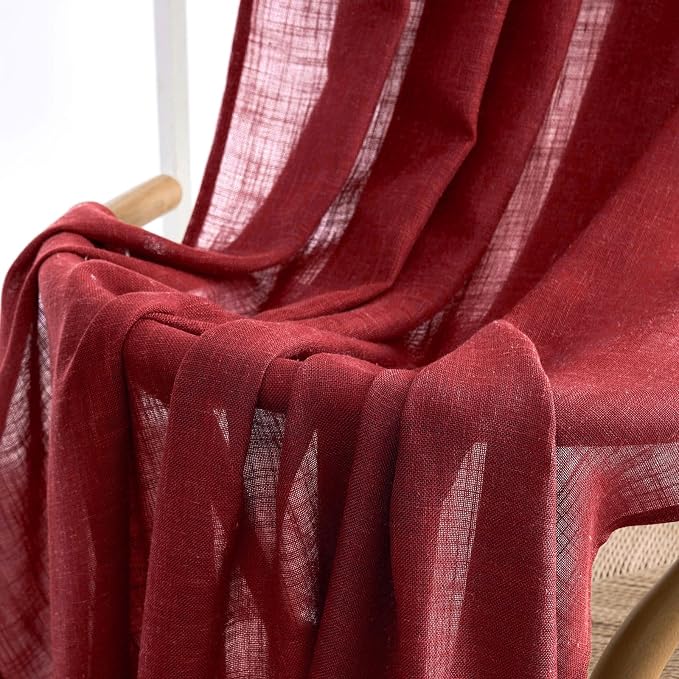 MIULEE Burgundy Red Linen Curtains 96 Inch Long - Image 6
