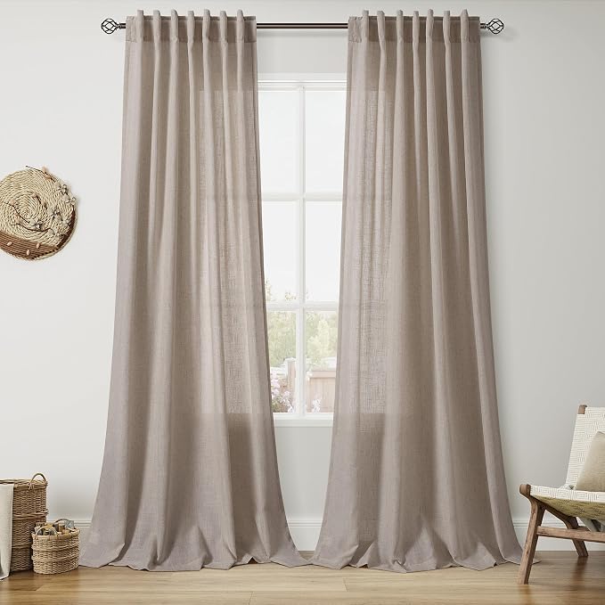 Nanspring Ecru Linen Curtains 96 Inches Long by Nanspring