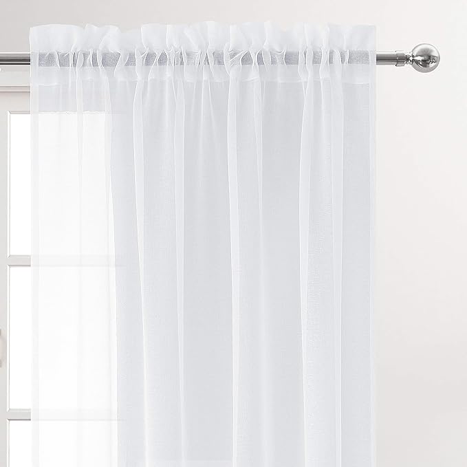 DWCN Extra Long Curtains, Sheer White Curtains 102 inches Long - Image 3