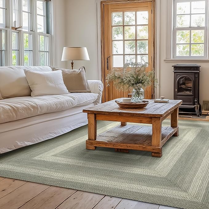 Homespice Grey Cloud Jute Braided Area Rugs, 8x10' Rectangle - Grey, Warm Farmhouse Decor, Perfect for Living Rooms, Dining Areas and Bedrooms - Pet Friendly and Easy to Clean