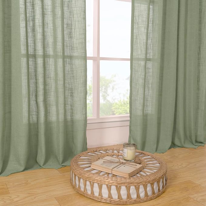 LAMIT Sheer Linen Curtains 63 inches Long - Image 9