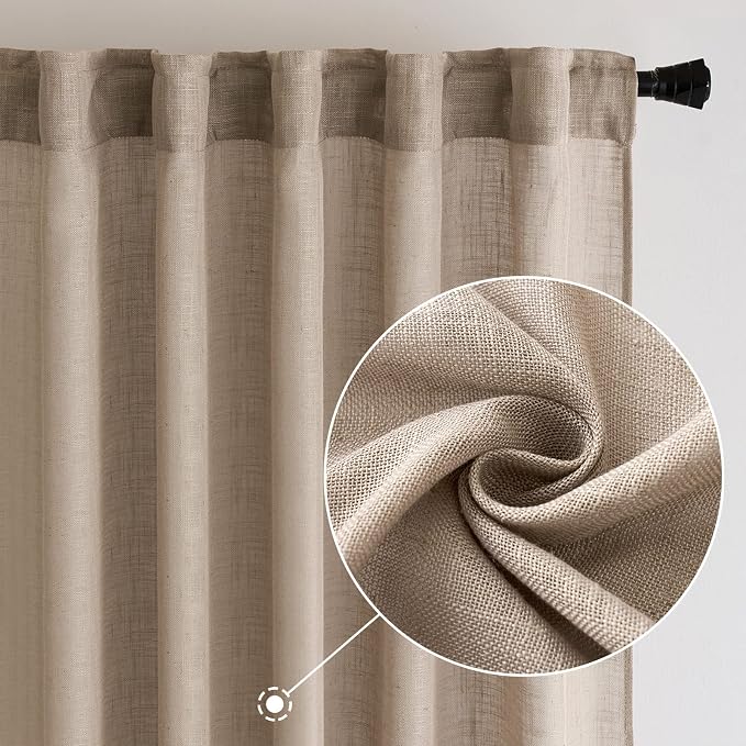 MIULEE Taupe Linen Curtains 84 Inch Length - Image 2