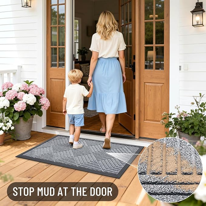 OLANLY Front Door Mat Outside Entrance 33x21, Heavy Duty Sturdy Natural Rubber - Image 6