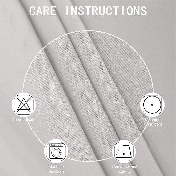 LEMOMO Blackout Curtains 52 x 45 inch/Light Grey Curtains Set of 2 - Image 4