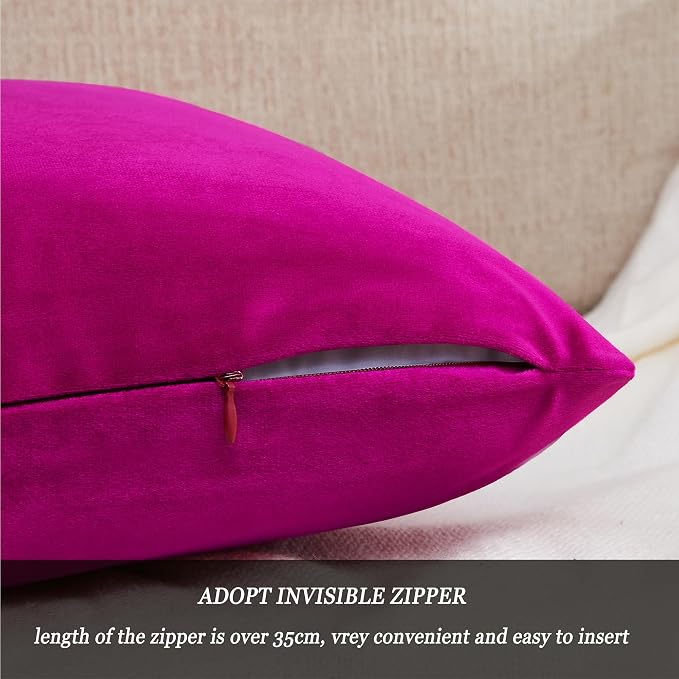 GIGIZAZA 12x20 Hot Pink Pillow Covers Velvet Lumbar Pillow Decorative Throw - Image 5