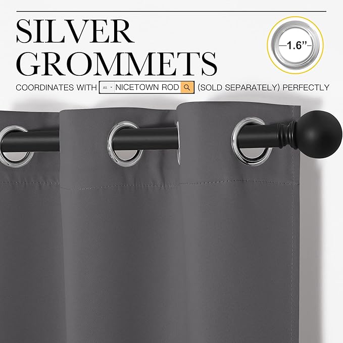 NICETOWN Bedroom Blackout Long Curtains Panels, 1 Pair, 55 inches by 120 Inch - Image 3