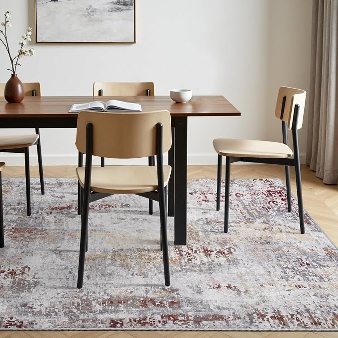 Toneed Abstract Area Rug 6x9 Modern Washable Rug Soft Non Slip Rug Low Pile - Image 4