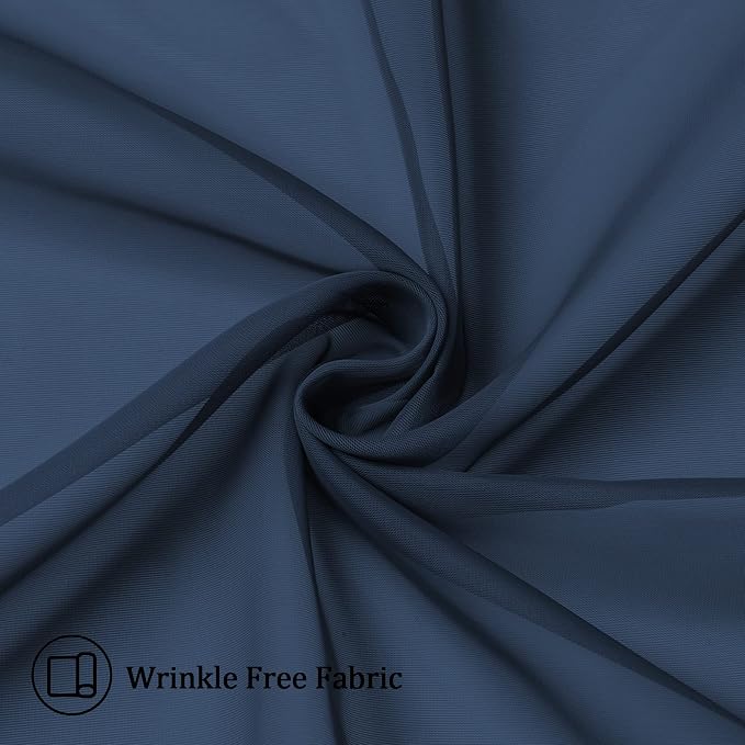 Aiyufeng Navy Blue Sheer Curtains 45 inch Length 2 Panels Set - Image 6