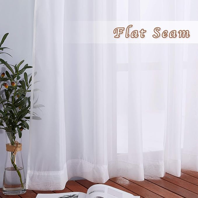 NICETOWN Sheer Small Curtains 48 inch Length 2 Panels, Grommet Short Curtains - Image 5
