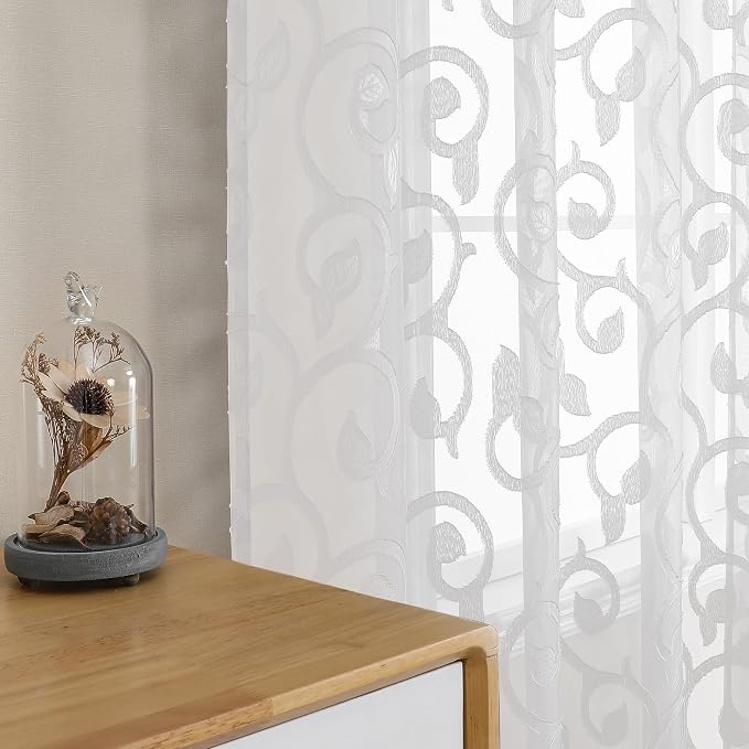 OWENIE Furman White Sheer Curtains Valances - Image 4