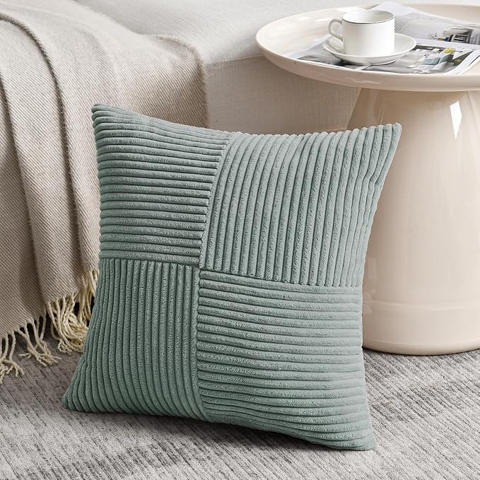Fancy Homi 2 Packs Grey Blue Samll Decorative Throw Pillow Covers 14x14 Inch - Image 2