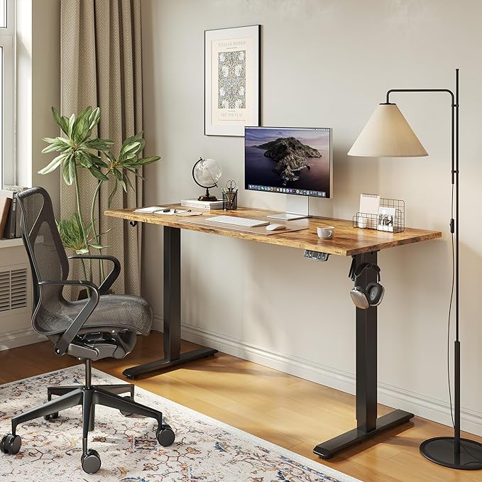 Agilestic Electric Standing Desk 40 x 24 Inches, Height Adjustable Desk, Sit Stand up for Work Office Home, Ergonomic Rising Computer Table with Memory Preset, Rustic Brown