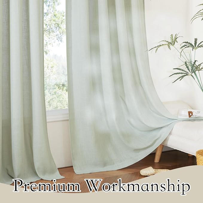 RYB HOME Linen Curtains 63 inch Length - Image 5