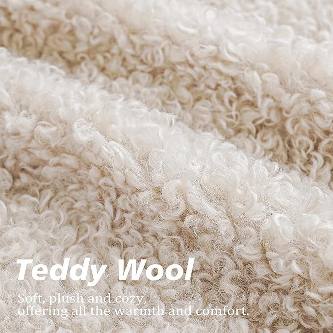 Foindtower 2 Pieces 20x20 Inch Neutral Cream, Faux Fur Throw Pillow Cover Accent Sherpa Pillow Fuzzy Soft Pillowcases Sheepskin Decorative Fleece Cushion Case for Bed Couch Living Room
