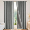 Joydeco 100% Blackout Curtains for Bedroom - Natural Linen Curtains 37" W x 63" L Long, Thermal Insulated 2 Panels Light Grey. Room Darkening Light Blocking Drapes for Living Room