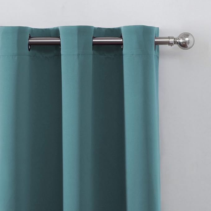 LEMOMO Blackout Curtains 66 x 95 inch/Sea Teal Curtains Set of 2 Panels/Thermal - Image 7
