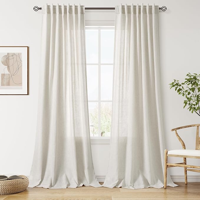 Nanspring Mousse White Linen Curtains by Nanspring