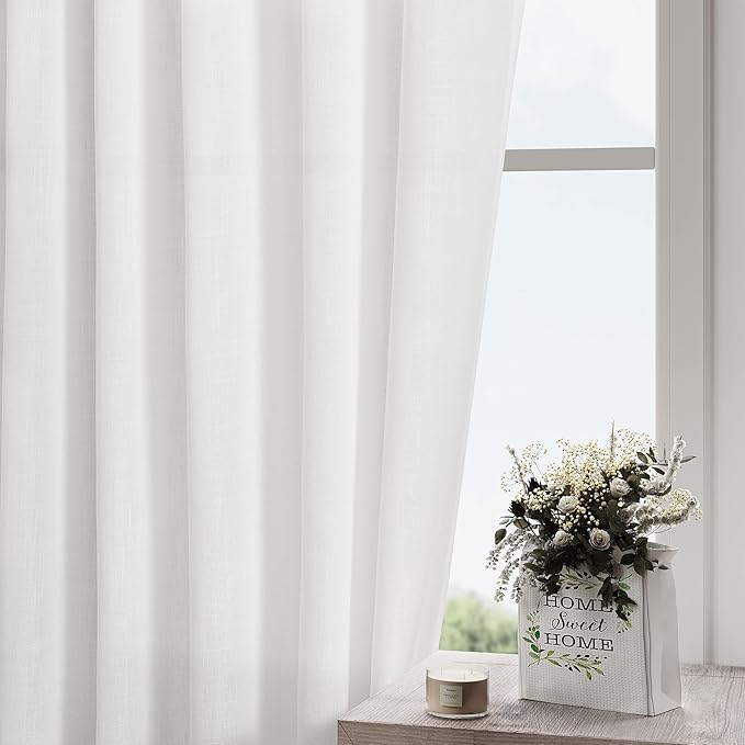 White Linen Curtains 100 inches Long - Image 5