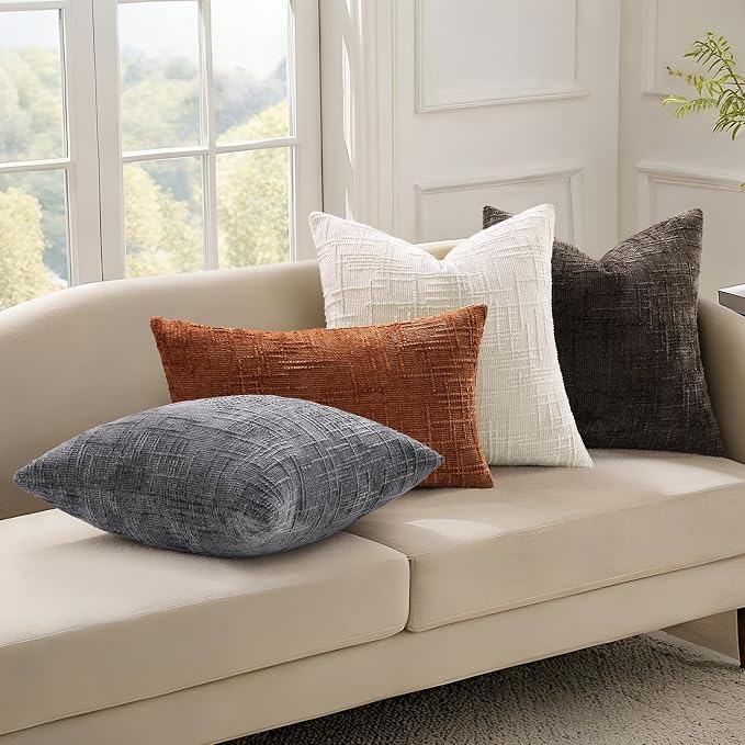 decorUhome Dark Brown Chenille Throw Pillow Covers 12x20 Set of 2 Textured Soft - Image 6