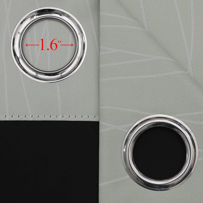 Estelar Textiler Sage Green and Greyish White Gradient Blackout Curtains - Image 7