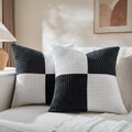 Fancy Homi Set of 2 Black White Decorative Throw Pillow Covers 16x16 Inch by Fancy+Homi