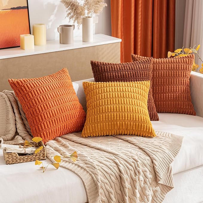 MIULEE Pack of 2 Corduroy Decorative Throw Pillow Covers 18x18 Inch Soft Boho - Image 8