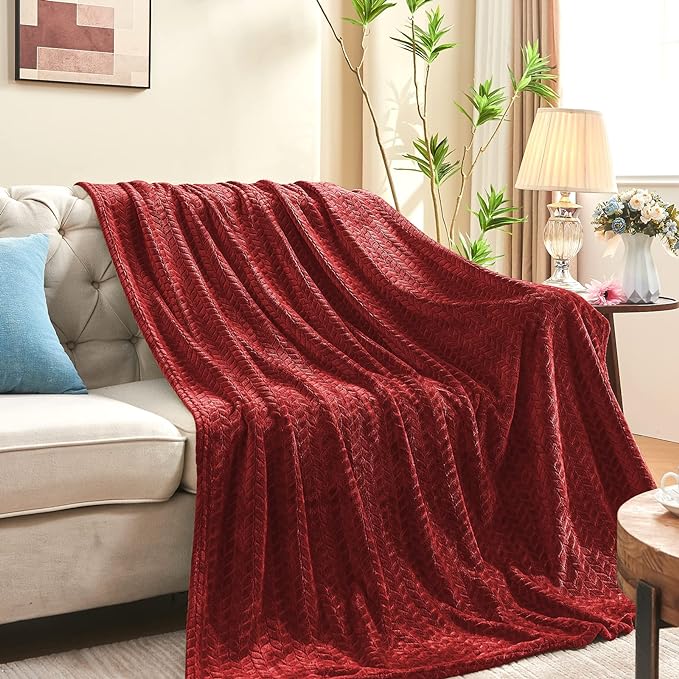 inhand Red Fleece Twin Blanket, Super Soft Flannel Cozy Blankets by inhand