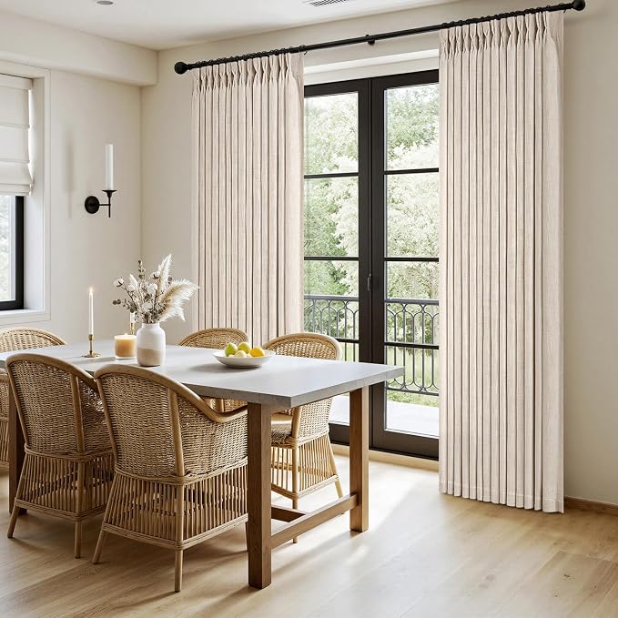 MIULEE Pinch Pleated Thick Linen Curtains 102 Inches Long 2 Panels - Image 3