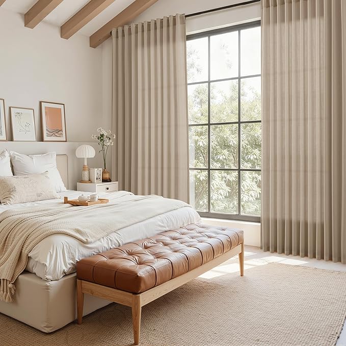 Sepia Beige Linen Curtains 112 Inches Long - Image 7