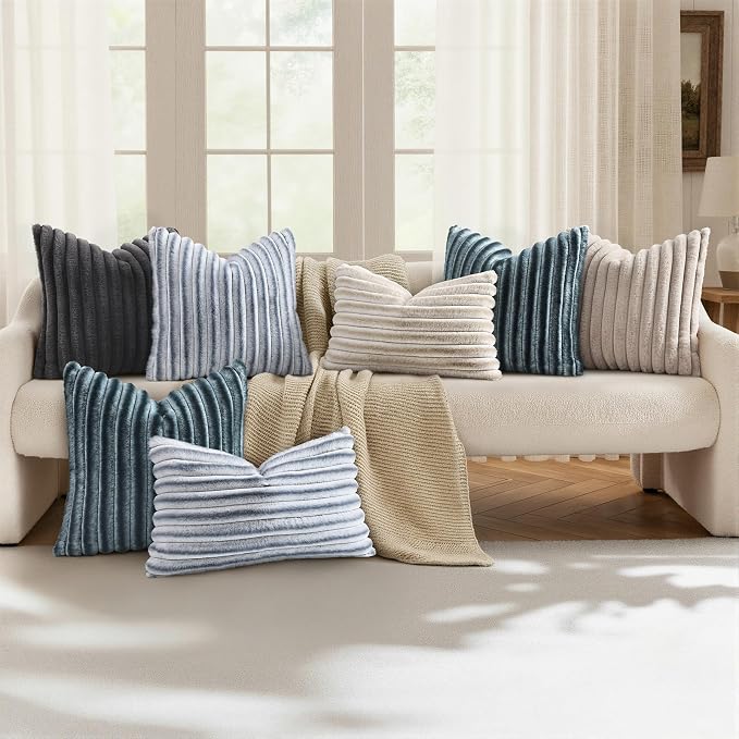 decorUhome Cozy Faux Fur Throw Pillow Covers 20x20 Set of 2 Decorative Soft - Image 5