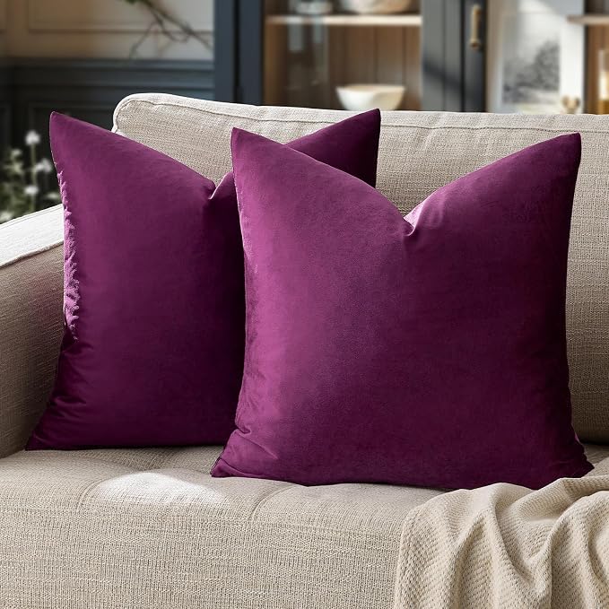 GIGIZAZA Purple Decorative Velvet Decorative 20x20 Throw Pillow Covers by GIGIZAZAFocusingonhomedecoration