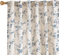 Lazzzy 90 Inch Length Curtain for Living Room Bedroom Blue Floral Drapes Linen by Lazzzy