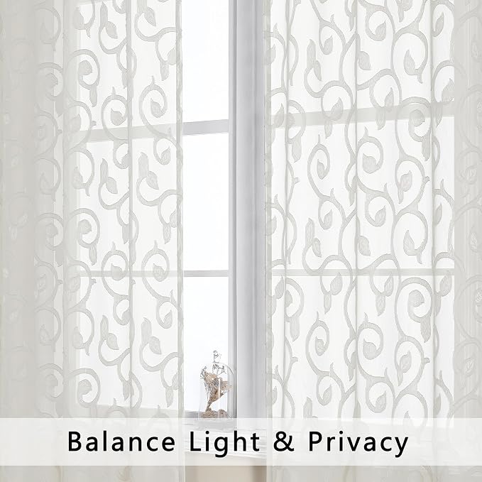 OWENIE Furman Sheer Ivory Curtains 84 inches Long - Image 6