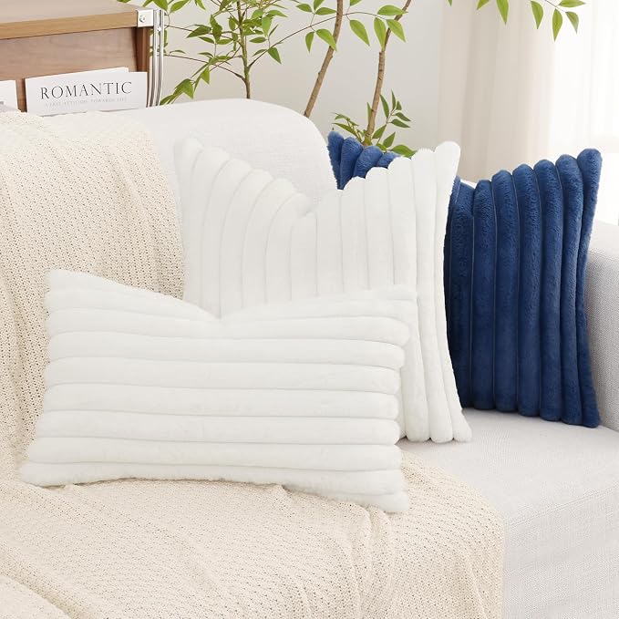 decorUhome Summer Cozy Faux Fur Throw Pillow Covers 20x20 Set of 2 Decorative - Image 9
