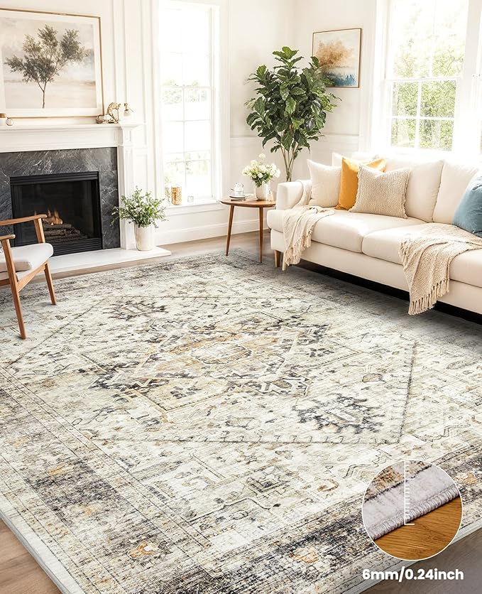 AMADA HOMEFURNISHING 9x12 Washable Area Rug, Low-Profile Large Area Rug - Image 8