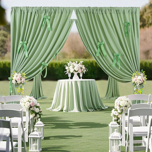 Sage Green Backdrop Curtain - 5.8×8ft Backdrop Fade Resistant Polyester Background for Wedding Arch Garden Party Decoration