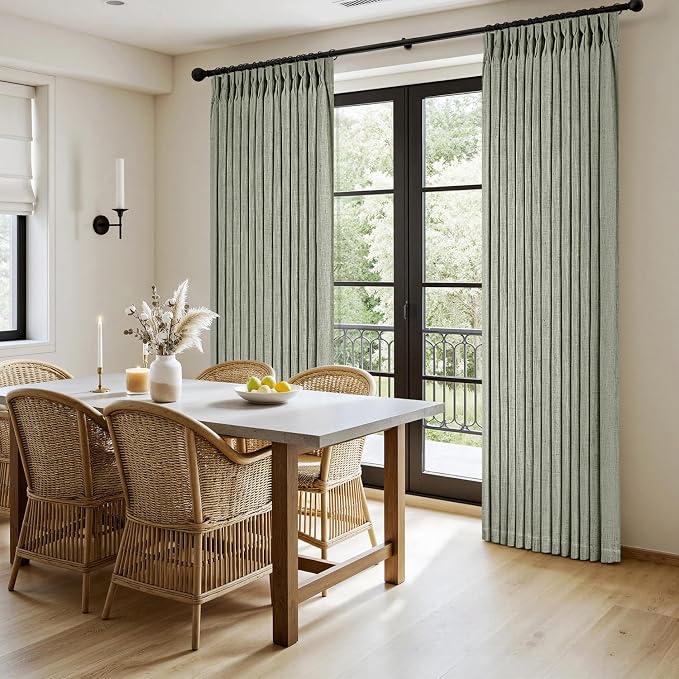 MIULEE Pinch Pleated Thick Linen Curtains 102 Inches Long 2 Panels - Image 3
