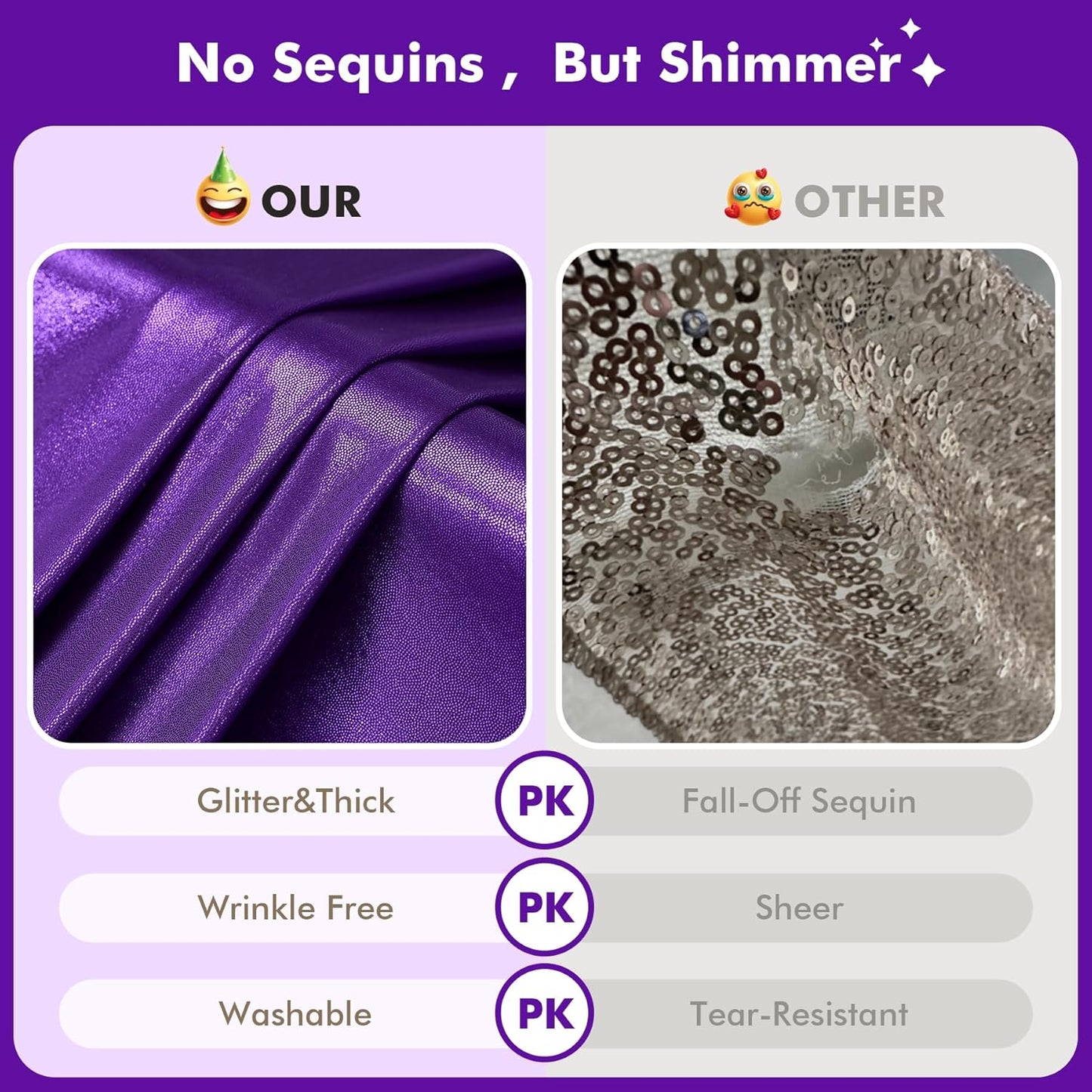 10ftx10ft Shimmer Purple Sequin Backdrop Curtain for Parties, Thick Wrinkle Free Glitter Backdrop Drapes Photo Back Drop Curtains for Birthday Wedding Halloween Photography Background-2 Panels 5x10ft