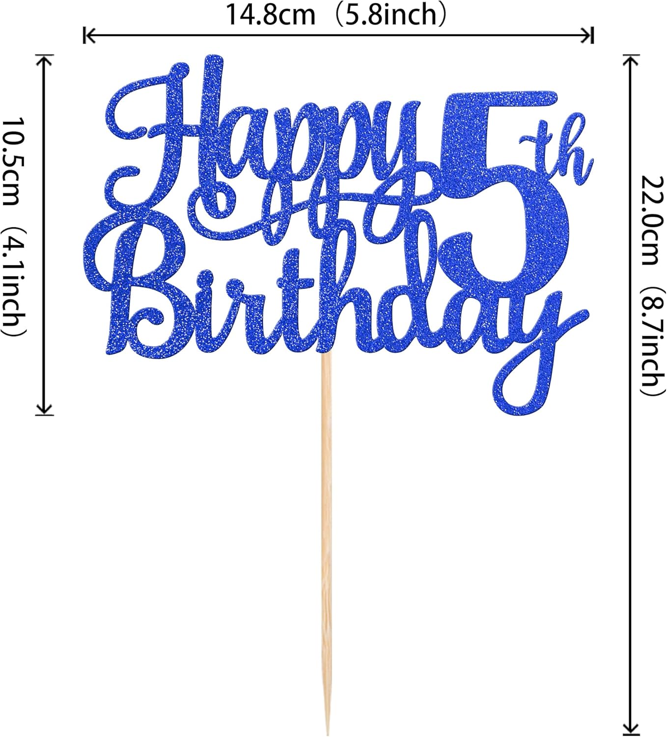 1 PCS Happy 5th Birthday Cake Topper Glitter Cheers to 5 Years Cake Pick Five Fabulous Cake Decoration for 5th Birthday Theme Party Decorations Supplies Blue