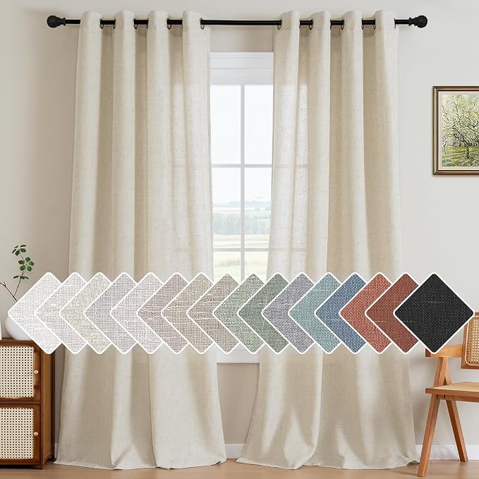 H.VERSAILTEX Living Room Linen Curtains Home Decorative Nickel Grommet Curtains by HVERSAILTEX