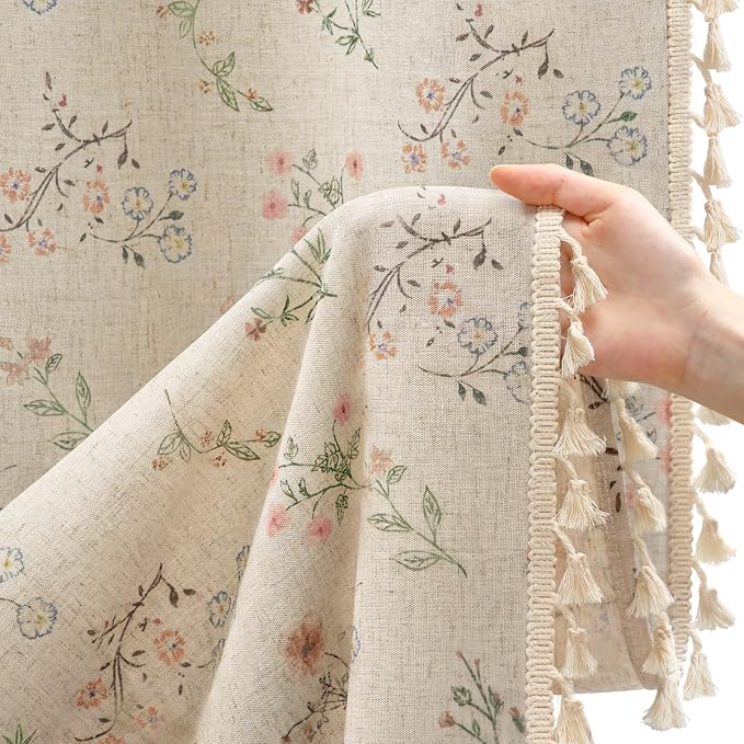 Boho Floral Spring Light Filtering Curtains 72 Inch Length 2 Panels Set - Image 3