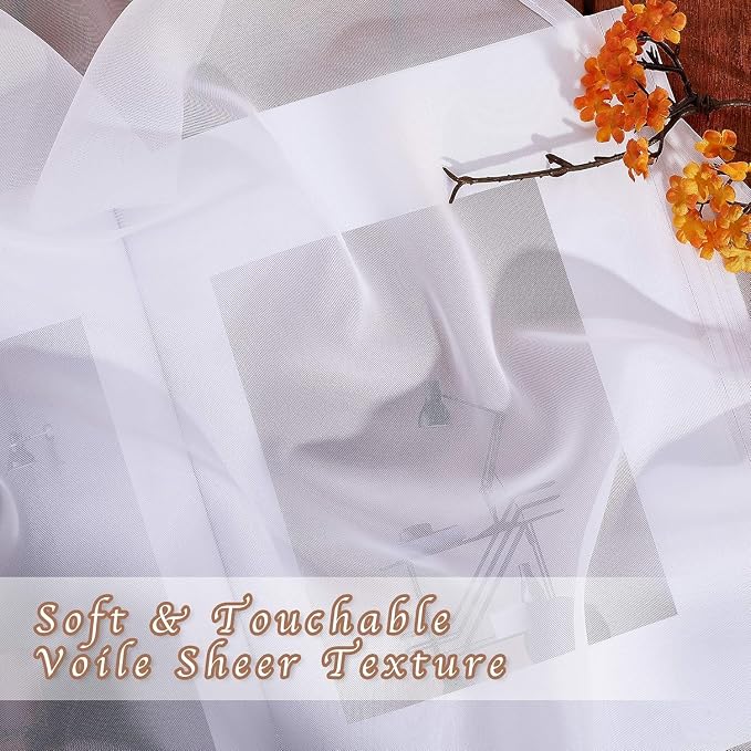 NICETOWN White Sheer 48 inch Curtains, Grommet Short Curtains Airy Voile - Image 2
