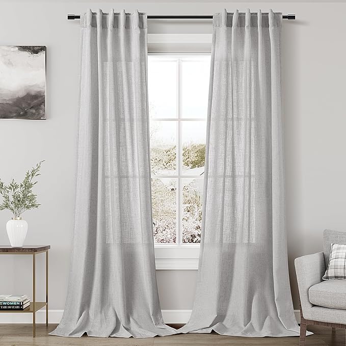 Grey Linen Curtains 102 Inches Long by Nanspring