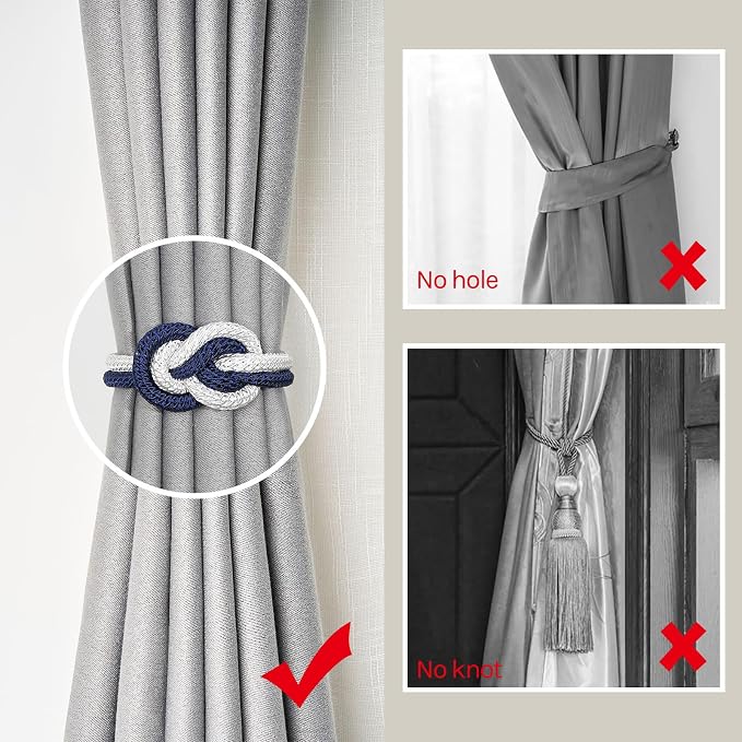 NICEEC 2 Pack Mini Magnetic Curtain Tiebacks Nordic Simple Style Drape Tie - Image 2