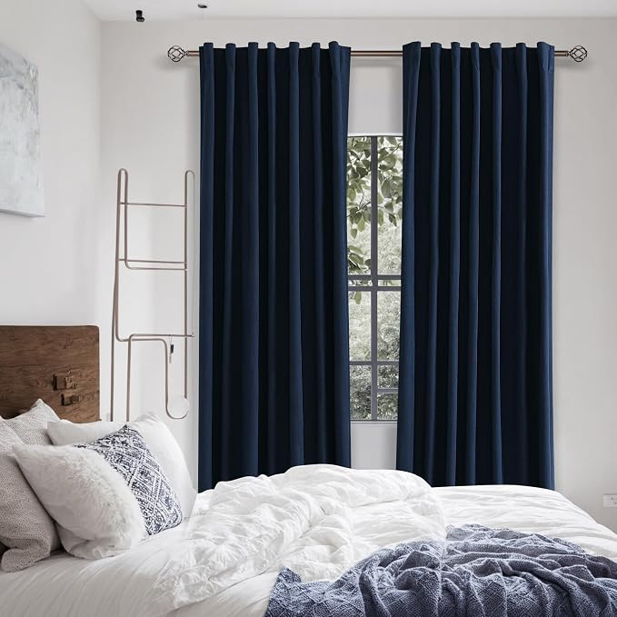 Guken Navy Blue 100% Blackout Curtains 108 Inch Length 2 Panels Set - Image 5