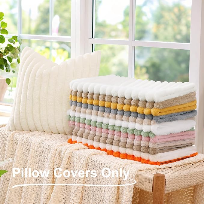 decorUhome Cozy Faux Fur Throw Pillow Covers 18x18 Set of 2 Decorative Soft - Image 8