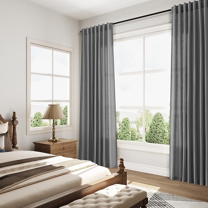 Nanspring Blazer Grey Curtains Linen Blend Light Filtering Back Tab Curtain 84 - Image 8