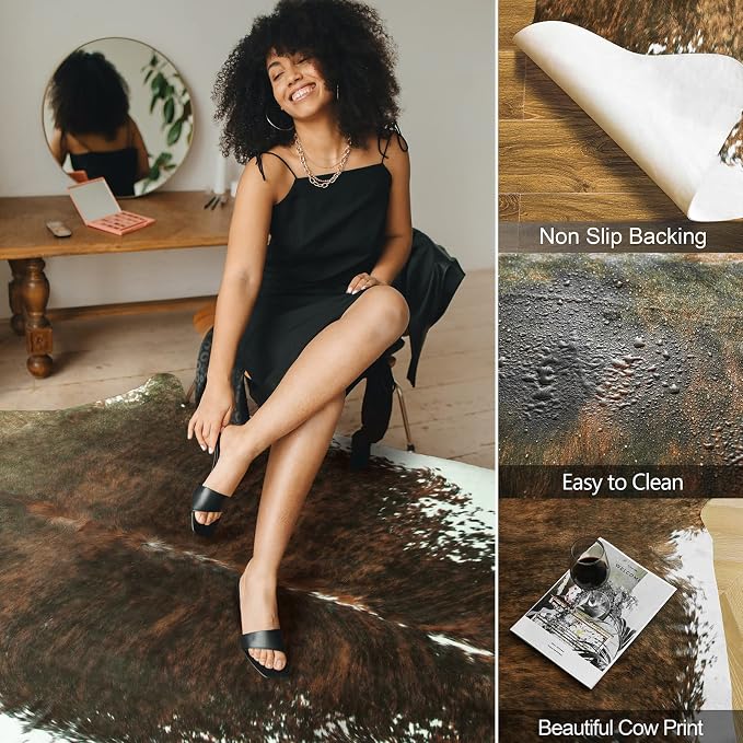 AROGAN Premium Faux Cowhide Rug 2.3 x 3.6 Feet, Sturdy and Large Size Cow Print - Image 2