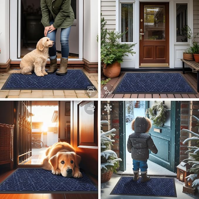 Smiry Front Door Mat Outside Entrance, Heavy Duty Sturdy Natural Rubber Doormat - Image 6
